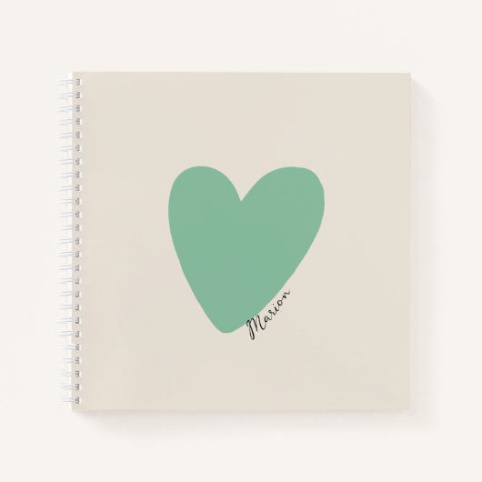 Seafoam Green Mint Heart Square Notebook Notizblock (Vorderseite)