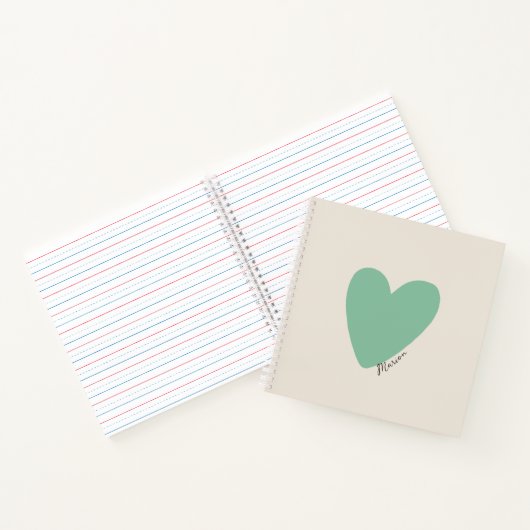 Seafoam Green Mint Heart Square Notebook Notizblock (Innenseite)