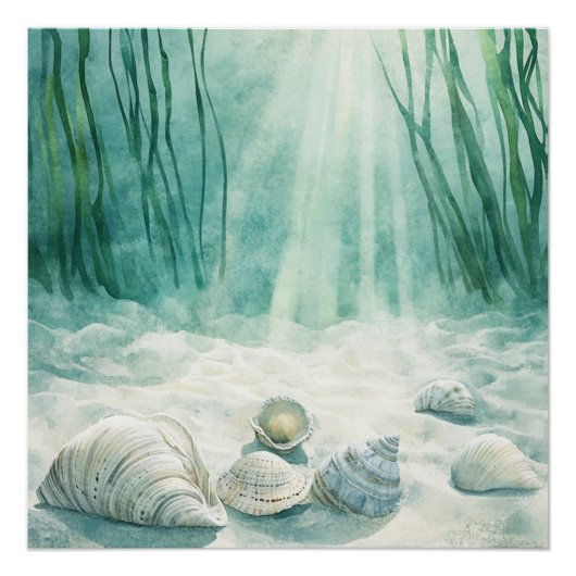 Seafoam Green Seashell Leinwand Art Poster (Vorderseite)