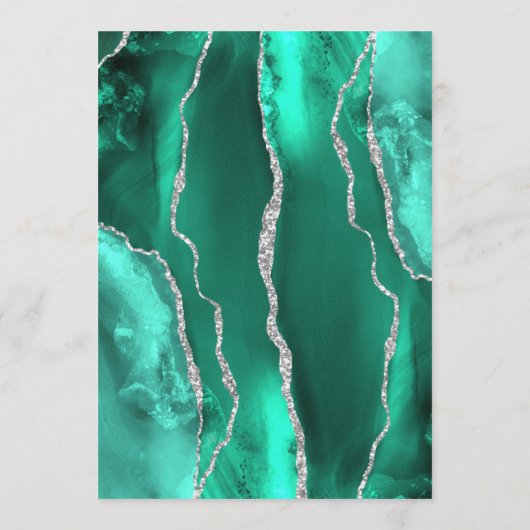 Seafoam Green Silver Agate Wedding Menu Menükarte (Rückseite)