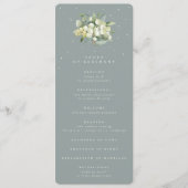 Seafoam Green Snowberry+Eucalyptus Bouquet Wedding Programm (Vorderseite)