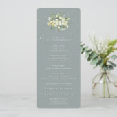Seafoam Green Snowberry+Eucalyptus Bouquet Wedding Programm (Stehend Vorderseite)