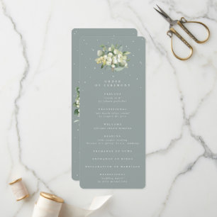 Seafoam Green Snowberry+Eucalyptus Bouquet Wedding Programm