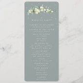 Seafoam Green Snowberry+Eucalyptus Bouquet Wedding Programm (Rückseite)