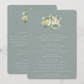 Seafoam Green Snowberry+Eucalyptus Bouquet Wedding Programm (Vorne/Hinten)