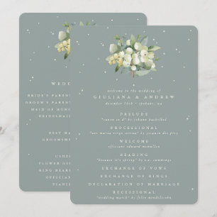 Seafoam Green Snowberry+Eucalyptus Bouquet Wedding Programm