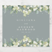 Seafoam Green Snowberry+Eukalyptus Winter Wedding Alkoholflaschenetikett (Einzelnes Label)