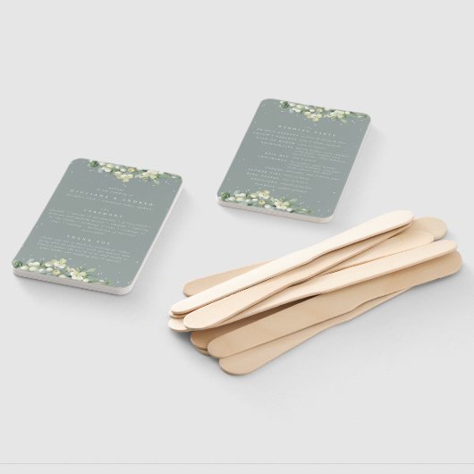 Seafoam Green Snowberry+Eukalyptus Winter Wedding Fächer (Non-assembled)