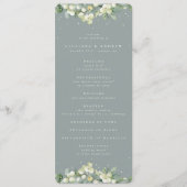 Seafoam Green Snowberry+Eukalyptus Winter Wedding Programm (Vorderseite)