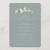Seafoam Green Snowberry+Eukalyptus Winter Wedding Programm (Vorderseite)