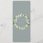 Seafoam Green Snowberry+Eukalyptus Winter Wedding Programm (Rückseite)