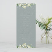 Seafoam Green Snowberry+Eukalyptus Winter Wedding Programm (Stehend Vorderseite)