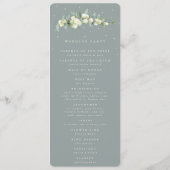 Seafoam Green Snowberry+Eukalyptus Winter Wedding Programm (Rückseite)