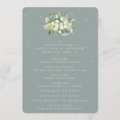 Seafoam Green Snowberry+Eukalyptus Winter Wedding Programm (Vorderseite)
