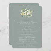 Seafoam Green Snowberry+Eukalyptus Winter Wedding Programm (Vorne/Hinten)
