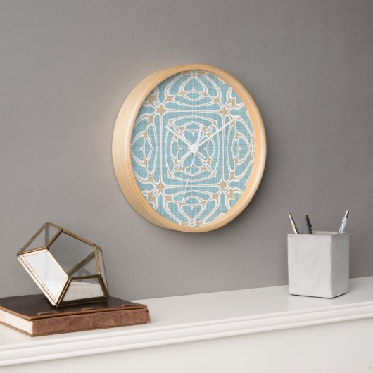 Seafoam Green Taupe Brown Angesagtes Bohemisches B Uhr (Büro)