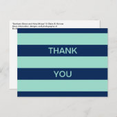 Seafoam Green und Navy Strips Danke Postcard Postkarte (Vorne/Hinten)