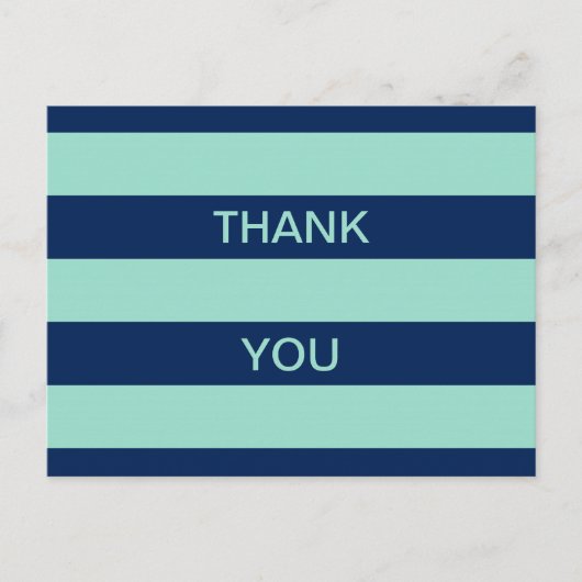 Seafoam Green und Navy Strips Danke Postcard Postkarte (Vorderseite)