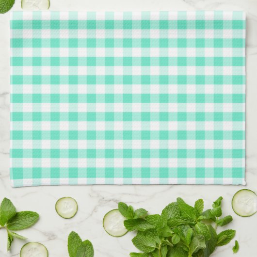 Seafoam Green & White Gingham Pattern Handtuch (Gefaltet)