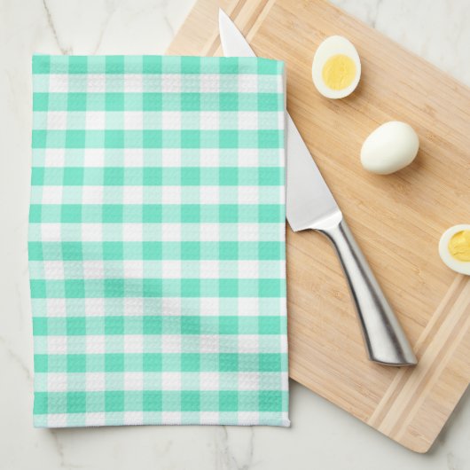 Seafoam Green & White Gingham Pattern Handtuch (Viertel Falte)