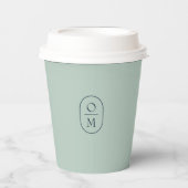 Seafoam Grün | Minimales Monogramm-Hochzeit Pappbecher (Vorderseite)