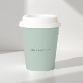 Seafoam Grün | Minimales Monogramm-Hochzeit Pappbecher