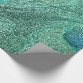 Seafoam grüne Glitter-Pfaufedern Geschenkpapier (Ecke)