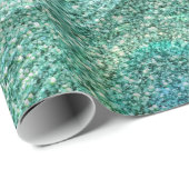 Seafoam grüne Glitter-Pfaufedern Geschenkpapier (Rolleneckpunkt)