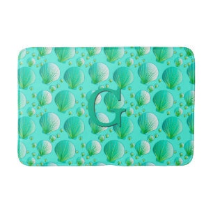 Seafoam grüne Seashells auf Aqua Badematte