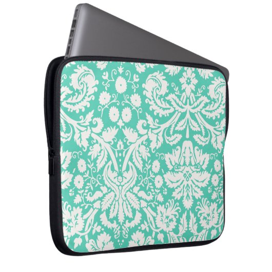 Seafoam grüner Damast Laptopschutzhülle (Vorne Rechts)
