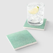 Seafoam grüner Glitter Steinuntersetzer (Seitenansicht)