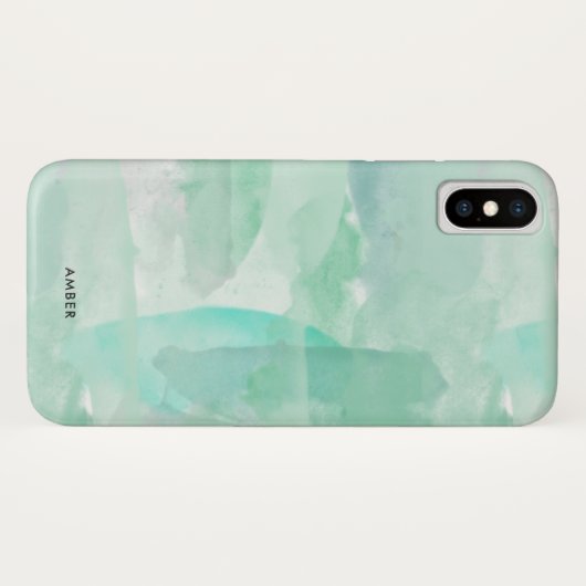 Seafoam grünes Aquarell - addieren Sie Ihren Namen Case-Mate iPhone Hülle (Rückseite (Horizontal))
