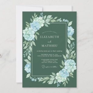 Seafoam-Jäger-Blüten-Hochzeit Einladung