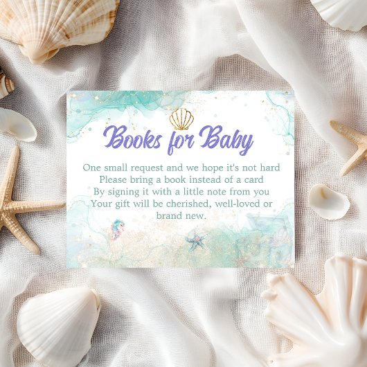 Seafoam Lavender Mermaid Books Request Begleitkarte