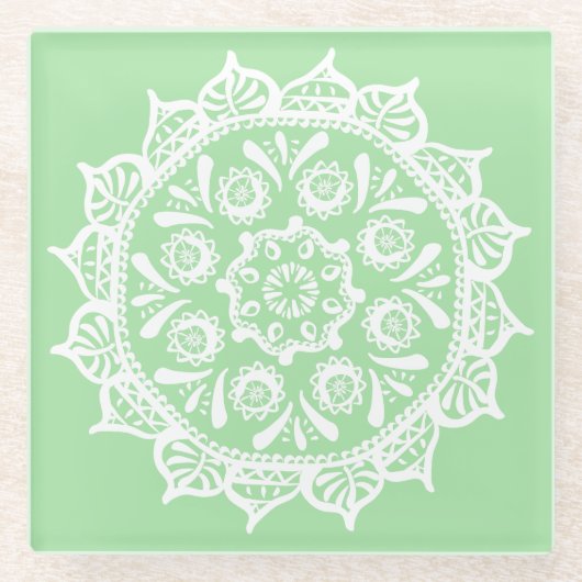Seafoam Mandala Glasuntersetzer (Vorderseite)