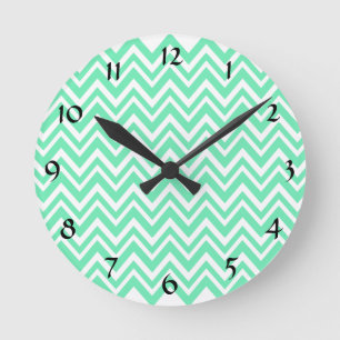 Seafoam Mint Green Zigzgag Pattern Runde Wanduhr