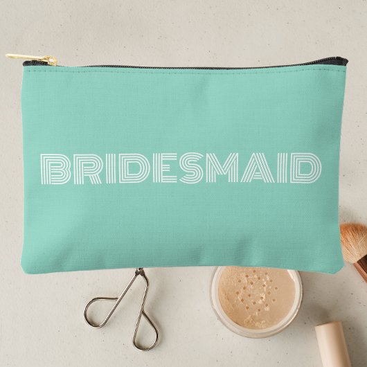 Seafoam Modern Typografy Bridesmaid Zubehörtasche