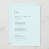 Seafoam Modern Wedding Menu Einladung (Vorne/Hinten)