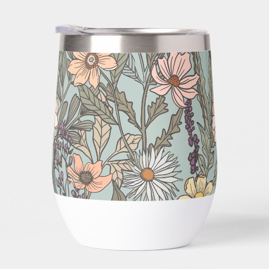 Seafoam Pink Yellow Retro Wildflower (Rechts)