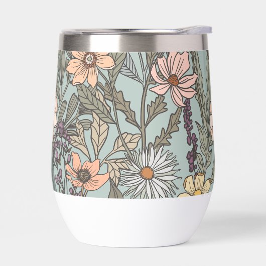 Seafoam Pink Yellow Retro Wildflower (Links)