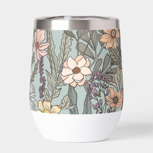 Seafoam Pink Yellow Retro Wildflower (Rückseite)