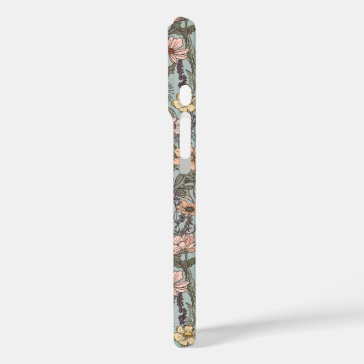 Seafoam Pink Yellow Retro Wildflower Case-Mate iPhone Hülle (Rückseite / Links)