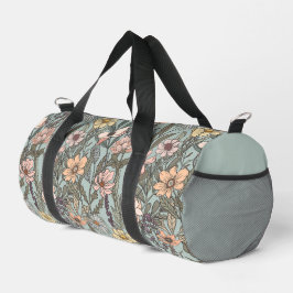 Seafoam Pink Yellow Retro Wildflower Duffle Bag
