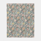 Seafoam Pink Yellow Retro Wildflower Fleecedecke (Vorderseite)