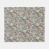 Seafoam Pink Yellow Retro Wildflower Fleecedecke (Vorderseite (Horizontal))