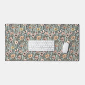 Seafoam Pink Yellow Retro Wildflower Schreibtischunterlage (Tastatur & Maus)