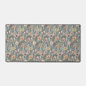 Seafoam Pink Yellow Retro Wildflower Schreibtischunterlage (Vorderseite)