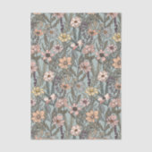 Seafoam Pink Yellow Retro Wildflower Seidenpapier (Vorderseite)