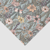 Seafoam Pink Yellow Retro Wildflower Seidenpapier (Ausschnitt)