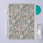 Seafoam Pink Yellow Retro Wildflower Seidenpapier (Handwerk)